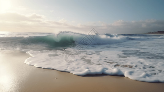 海浪在沙滩上高清图片