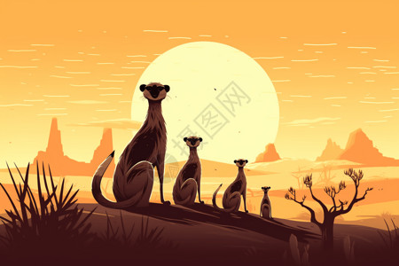 沙漠中的猫鼬家族图片