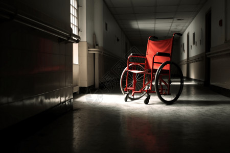 医院走廊上的轮椅背景图片