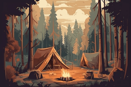 森林里的露营之旅图片