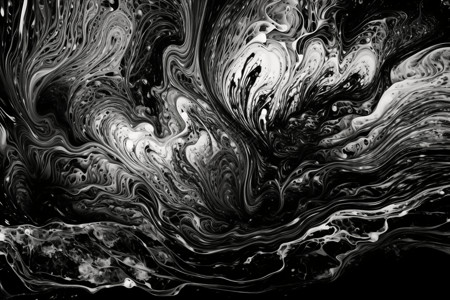 黑白艺术照片宇宙海洋似的流体世界插画