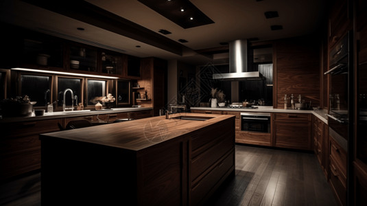 深色现代厨房设计图片