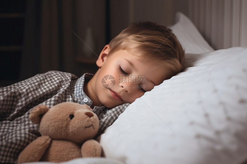 睡梦中的小男孩图片