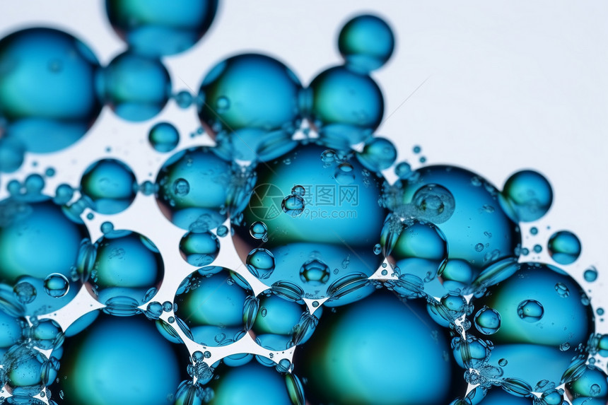 抽象蓝色液体气泡创意背景图片