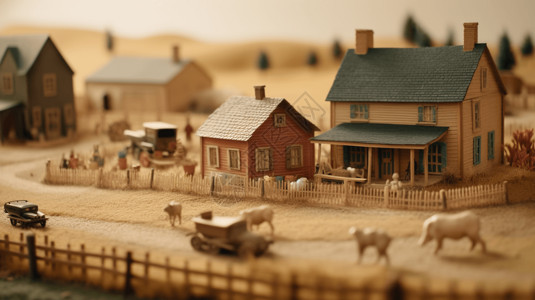 羊玩具粘土风格的农庄设计图片
