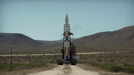 发射台上的一枚火箭背景图片