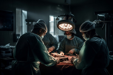 专业医疗团队手术室手术场景背景图片