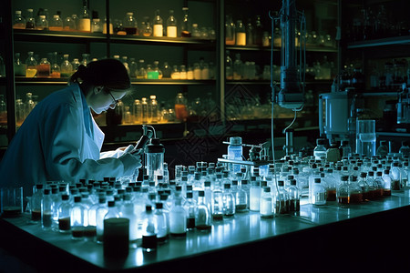 显微镜场景实验室中的科学家实验场景背景