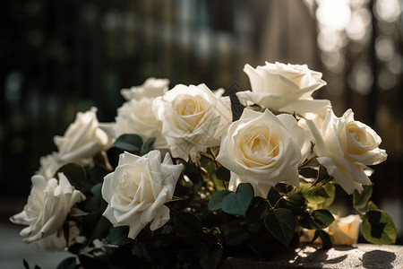 白玫瑰的特写镜头背景图片