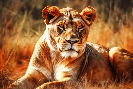 大草原上的母狮图片