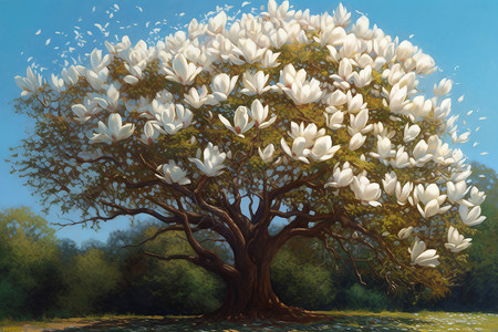 木兰树的手绘插图高清图片