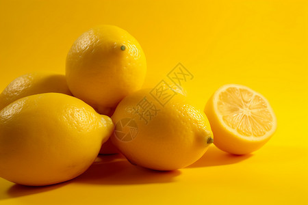 黄色柠檬特写图背景图片