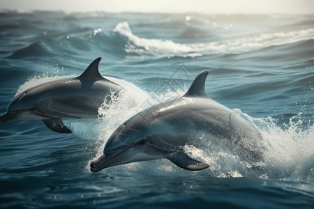 跳出海洋的海豚图片