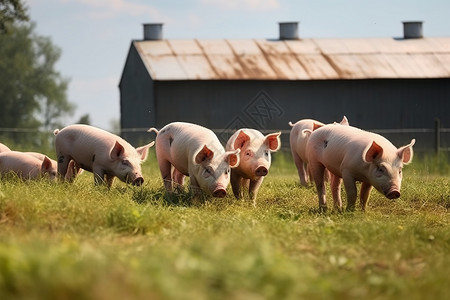 小猪农场猪圈繁殖群高清图片