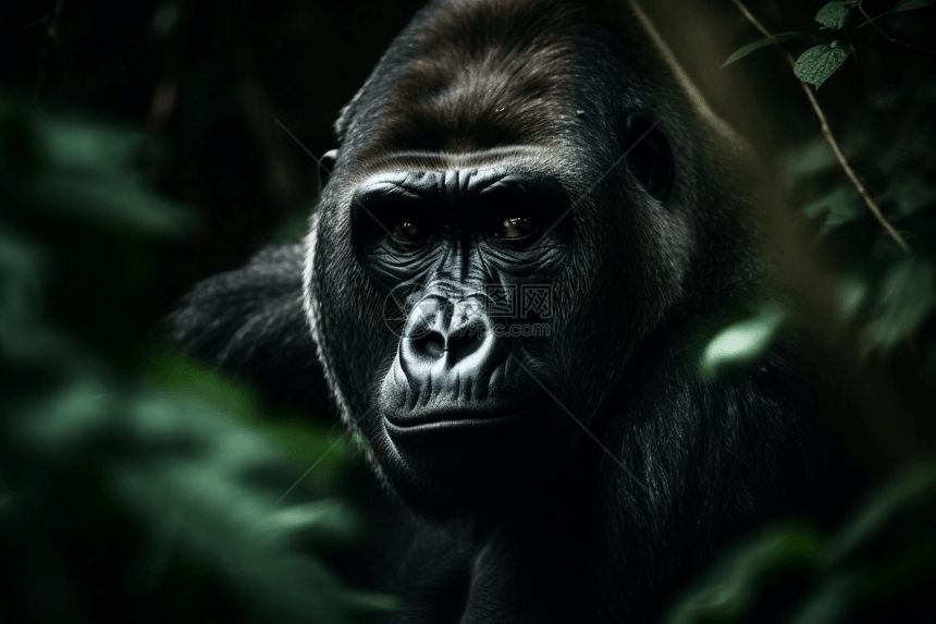 在丛林中强大的大猩猩图片