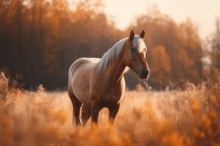 草原上雄伟的马背景图片