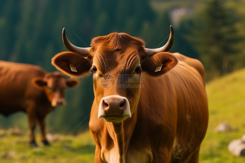 牧场上的牛群特写图图片