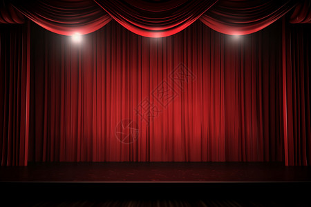 大红色窗帘聚光灯舞台概念图图片