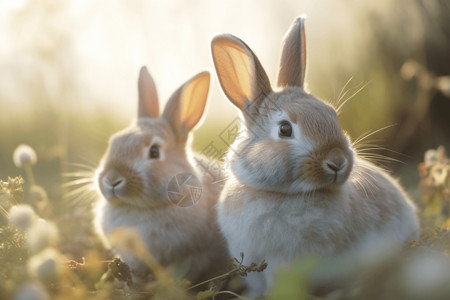 在草地上的兔子图片