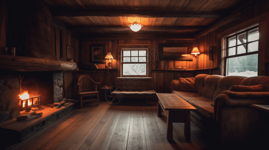 木质的乡村小屋背景图片