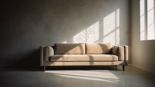 阳光下的纯色沙发图片