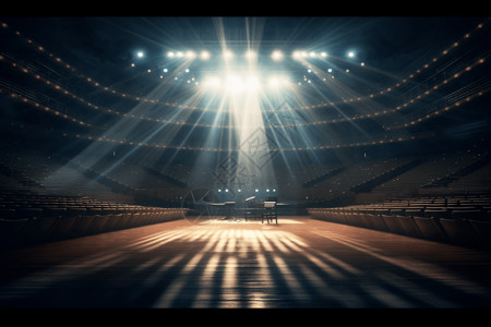 体育馆灯光明亮的音乐厅舞台插画