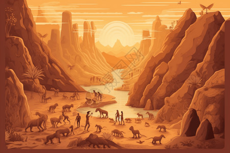 早期人类文明插图背景图片