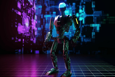 数字世界的炫酷机器人背景图片