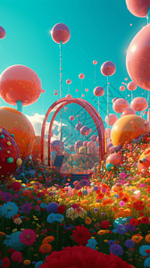 五颜六色的泡泡花园高清图片