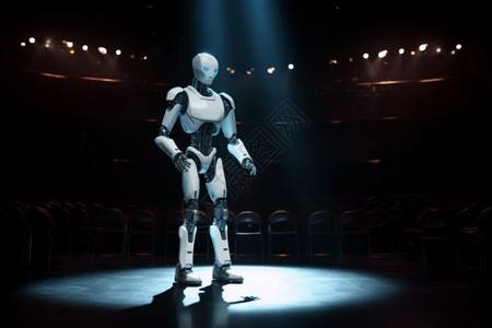 站在奖台上在舞台上的机器人艺人设计图片