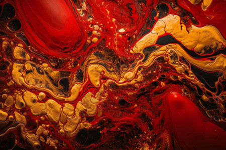 澎湃的红金色流体背景图片