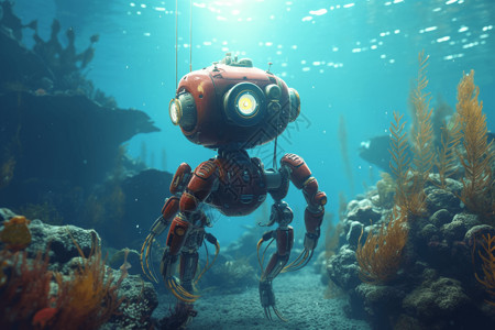 探索海底世界的机器人图片