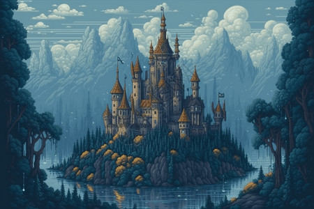 像素艺术幻想城堡图片