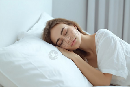 睡在床上的女人背景图片