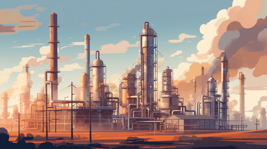 工业石化工厂平面插图插画