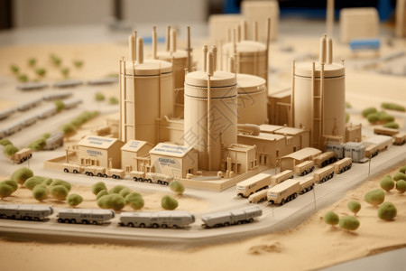 电池工厂的黏土立体模型背景图片