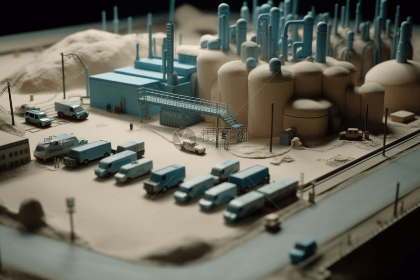 氢燃料电池工厂黏土模型图片