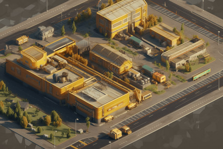 工业园区3d设计模型背景图片