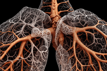 细胞呼吸肺部细节图插画