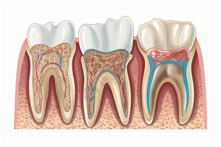 口腔内部牙齿的内部图插画