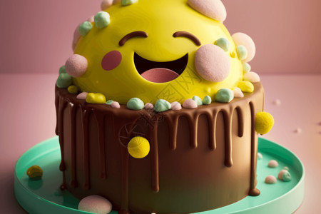 巧克力卡通脸上笑脸的卡通蛋糕背景
