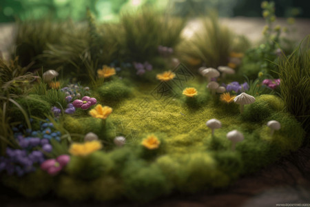 花园草羊毛毡童话花园设计图片