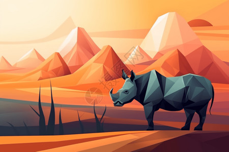 内蒙大草原的牛沙漠里的犀牛设计图片