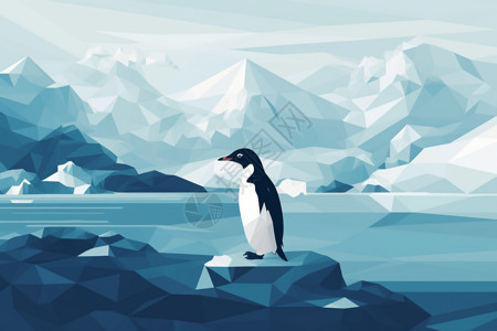 蹒跚站在雪地的企鹅设计图片
