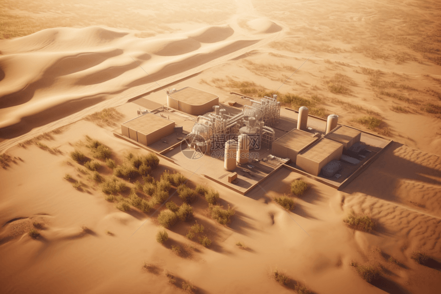 沙漠环境中的工厂图片