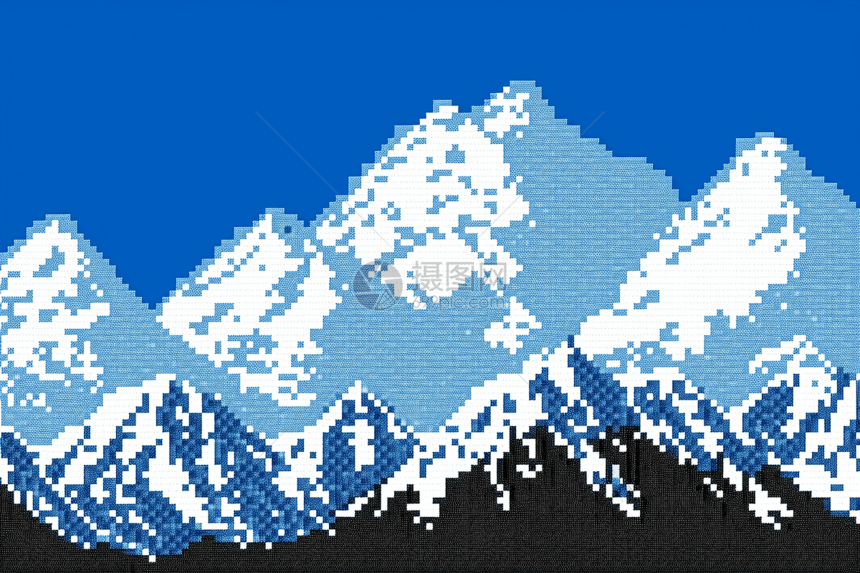白雪皑皑的像素山脉图片