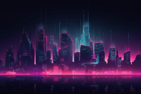 科技感霓虹城市背景图片