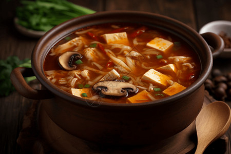 香菇豆腐汤各种配菜的豆腐汤背景