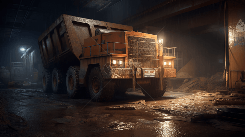 矿场矿石运输卡车概念图图片