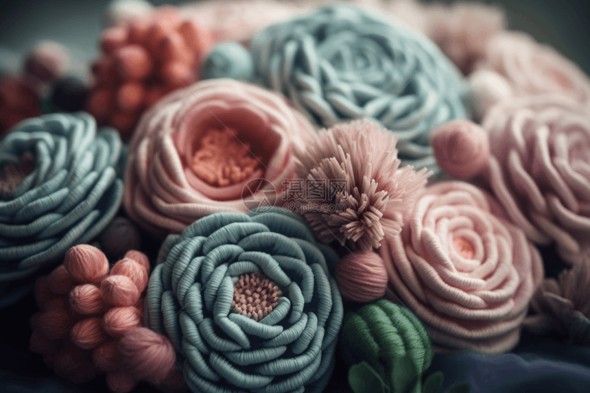 彩色羊毛毡花束图片